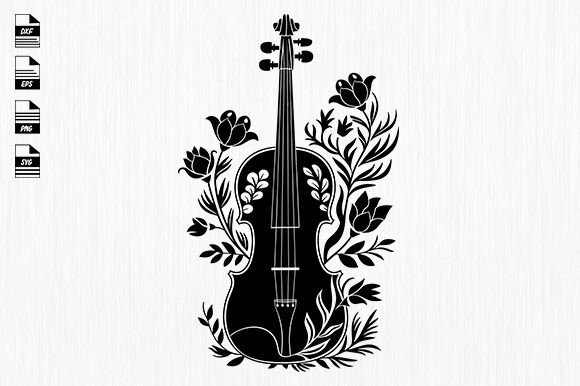 A Floral Violin Design Ready for Your Embroidery Projects